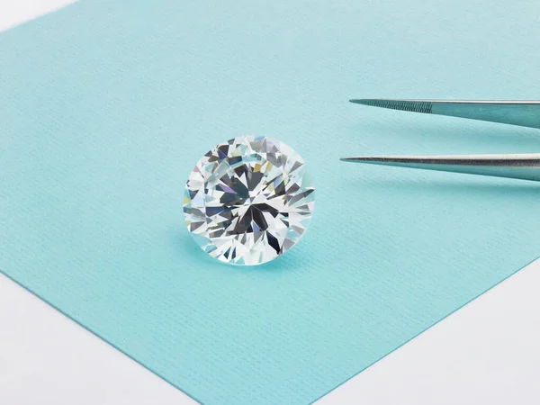 Rund Diamant Tiffany Blå Färgad Bakgrund — Stockfoto