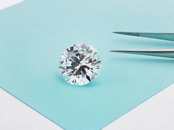 Ronde Diamant Tiffany Blue Gekleurde Achtergrond Stockfoto