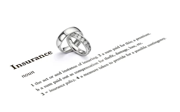 Jewellery Insurance Concept Purpose Written Insurance Quote Shown Wedding Ring Foto Stock