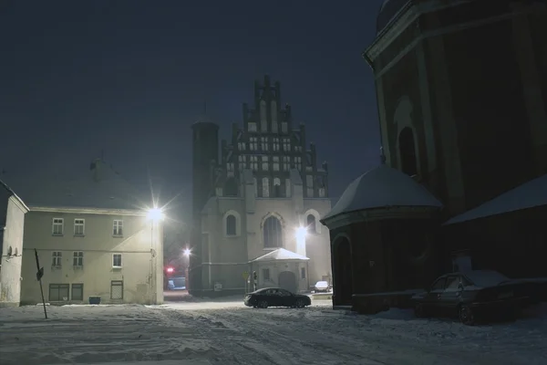 Stare Miasto nocą śnieg — Zdjęcie stockowe