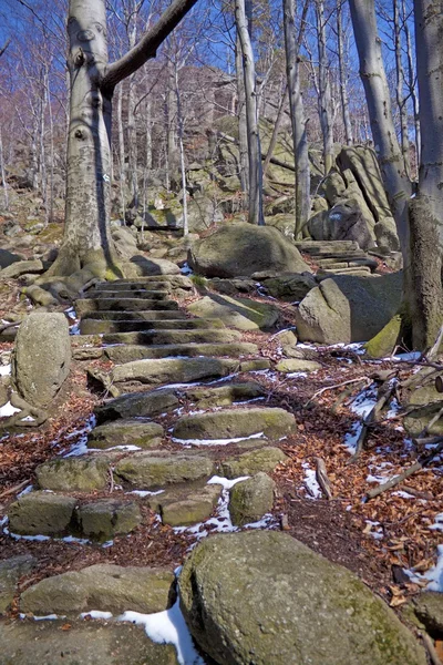 Escadas de pedra em Chojnik Castle, Karkonosze Mountains, Polônia — Fotografia de Stock