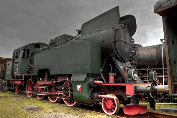 Vintage black steam powered railway train — Stock Photo, Image