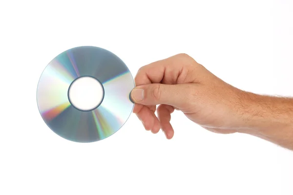 Человек в руках CD — стоковое фото