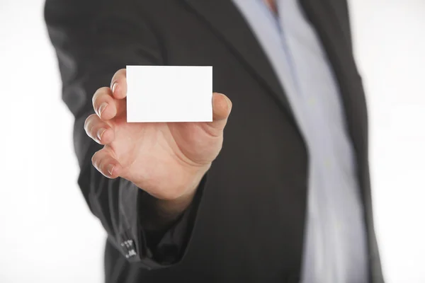 Businessman with business card — Stock Photo, Image