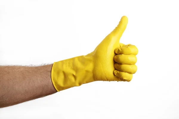 Gul rengöring handske — Stockfoto