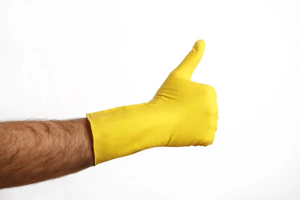 黄色清洁手套 — 图库照片