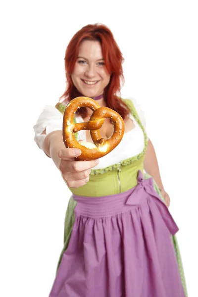 Young red head woman in traditional costume — Stock Photo, Image