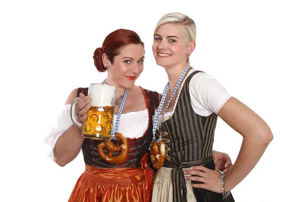 Two young women in traditional costume — Stock Photo, Image