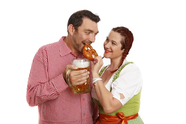 Paar in traditinal Beierse kostuums — Stockfoto