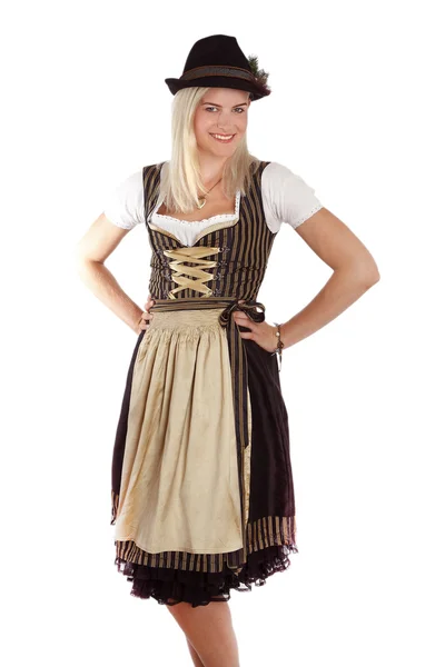 Junge blonde Frau in bayerischer Tracht — Stockfoto