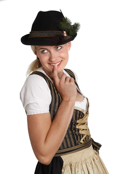 Young blonde woman in traditional bavarian costume — Stock Photo, Image