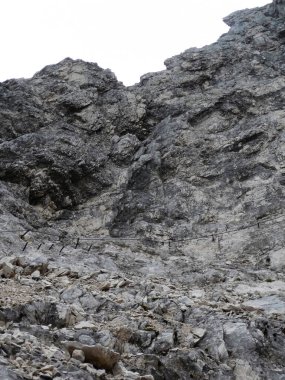 Alpspitze Dağı, Garmisch-Partenkirchen, Bavyera, Almanya 'da yaz mevsiminde ferrata yoluyla