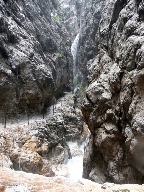 Garmisch, Bavyera, Almanya 'daki Kanyon Hoellentalklamm