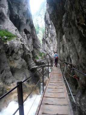 Garmisch, Bavyera, Almanya 'daki Kanyon Hoellentalklamm