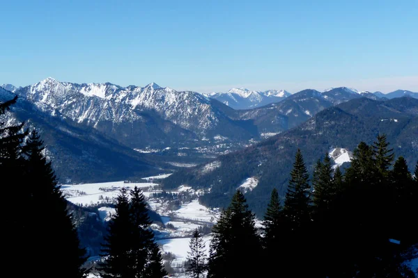 Panorama Montano Della Montagna Breitenstein Baviera Germania Inverno — Foto Stock