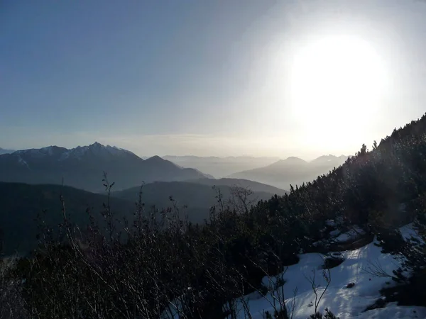 Bergsvandringstur Till Hohe Munde Tyrolen Österrike Vintern — Stockfoto