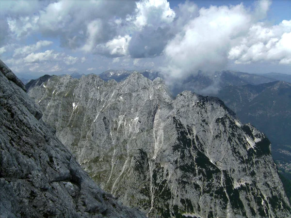 Гірська Панорама Альпшпітце Через Феррата Гарміш Партенкірхен Баварія Німеччина Навесні — стокове фото