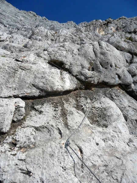 Ferrata Στο Βουνό Berchtesgadener Hochthron Βαυαρία Γερμανία Την Άνοιξη — Φωτογραφία Αρχείου