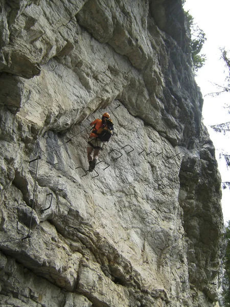 Avusturya Daki Ferrata Üzerinden Postalmklamm Tırmanan — Stok fotoğraf