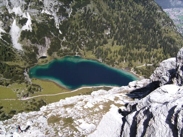 Віа Феррата Високому Гірському Озері Seebensee Tajakante Tyrol Austria Влітку — стокове фото