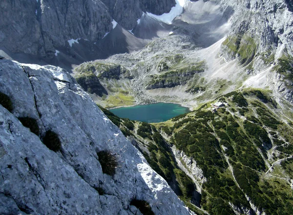 Ferrata High Mountain Lake Drachensee Tajakante Tyrol Austria Summer Time — стокове фото