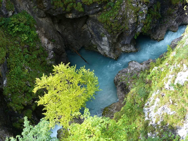 Canyon Leutaschklamm Bajorországban Németország Határátkelőhellyel Tirolba Ausztria — Stock Fotó