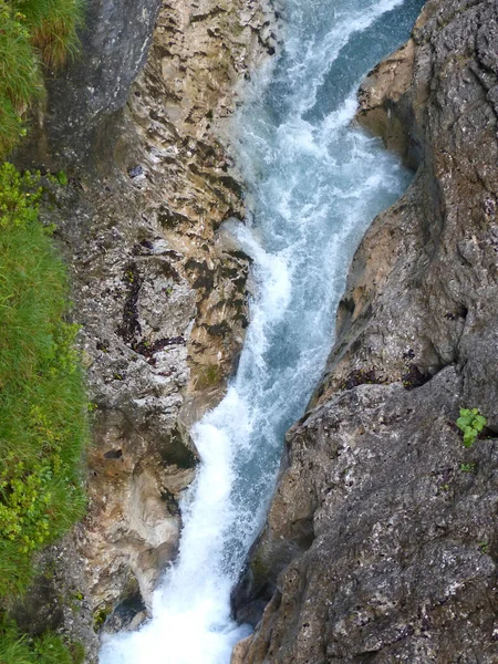 Canyon Leutaschklamm Bajorországban Németország Határátkelőhellyel Tirolba Ausztria — Stock Fotó