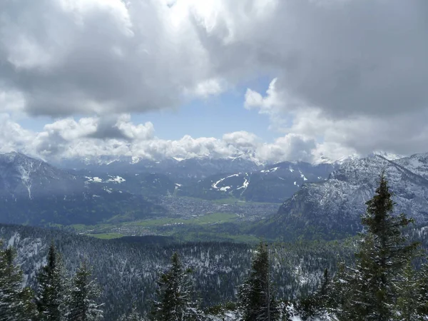 Caminhadas Montanha Inverno Até Montanha Ochsensitz Baviera Alemanha — Fotografia de Stock