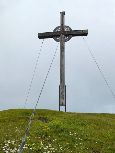 Summit Cross Notkarspitze Berg Ammergau Alpen Duitsland — Stockfoto