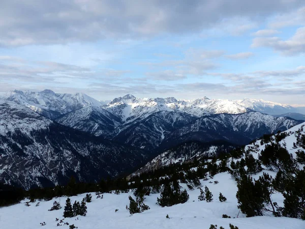 Randonnée Hivernale Dans Montagne Pleisenspitze Karwendel Tyrol Autriche — Photo