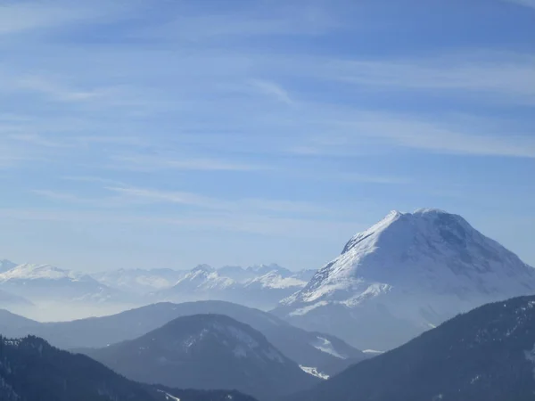 Téli Túraajánlat Pleisenspitze Hegyre Tirol Ausztria — Stock Fotó