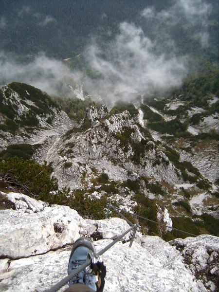 Piding Μέσω Ferrata Αναρρίχηση Διαδρομή Chiemgau Στη Βαυαρία Γερμανία Φθινόπωρο — Φωτογραφία Αρχείου