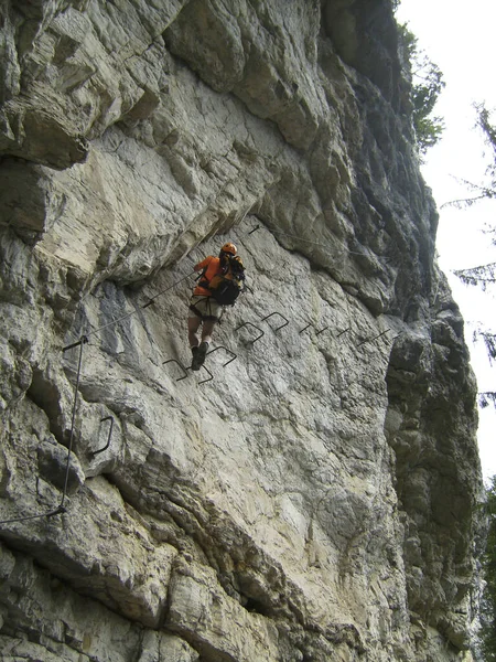 Climber Postalmklamm Ferrata Austria — Stock fotografie