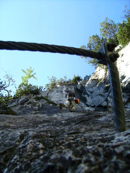 Ferrata High Mountain Lake Seebensee Tajakopf Mountain Tyrol Austria Summertime — Stock fotografie