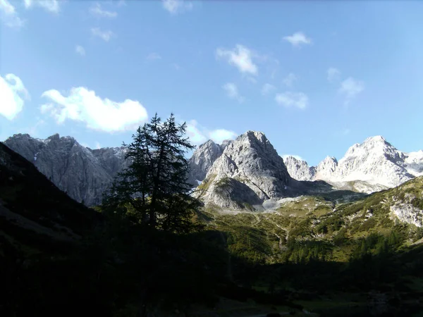 Через Феррату Высокогорном Озере Летнее Время See Tajaka Mountain Tyrol — стоковое фото