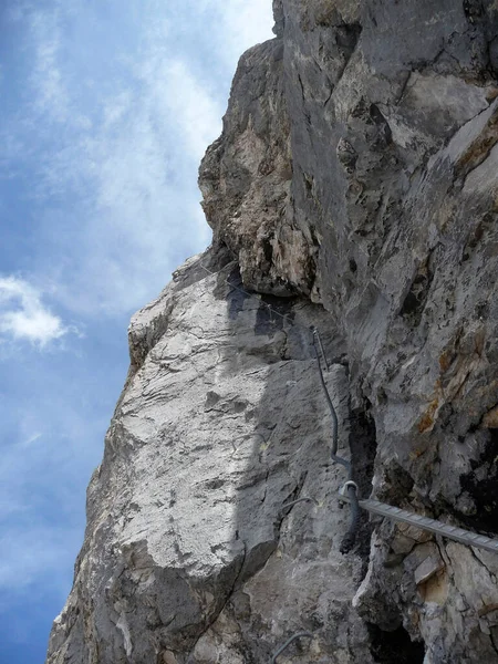 Ferrata Vysokohorském Jezeře Seebensee Hora Zugspitze Tyrolsko Rakousko — Stock fotografie
