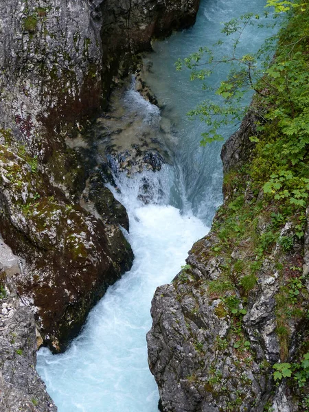 Canyon Leutaschklamm Bajorországban Németország Határátkelőhellyel Tirolba Ausztria — Stock Fotó