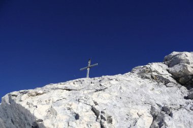 Zirve Pleisenspitze Dağı, Karwendel, Avusturya, kışın