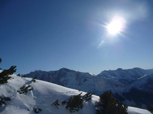 Winterlicher Bergblick Von Der Pleisenspitze Karwendel Österreich — Stockfoto