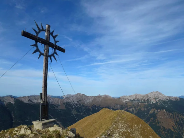 Summit Cross Pleisspitze Mountain Tyrol Austria — Stock Photo, Image