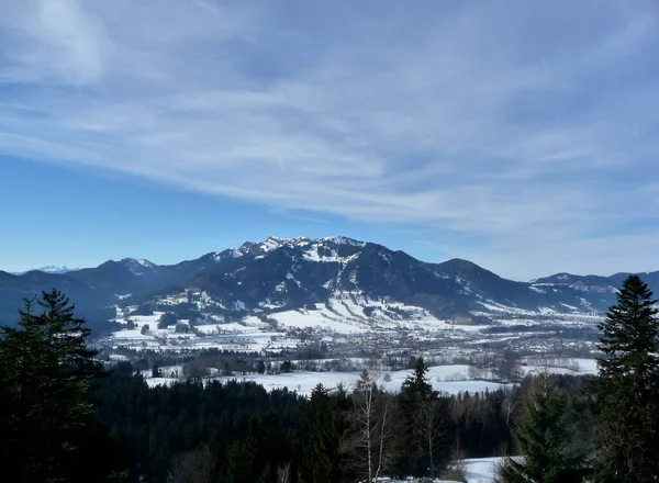 Escursione Invernale Montagna Seekarkreuz Baviera Germania — Foto Stock