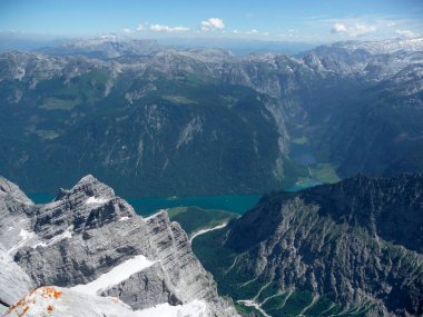 Watzmann dağından Konigssee göl manzarası, Bavyera, Almanya