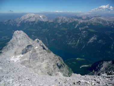 Watzmann dağından Konigssee göl manzarası, Bavyera, Almanya