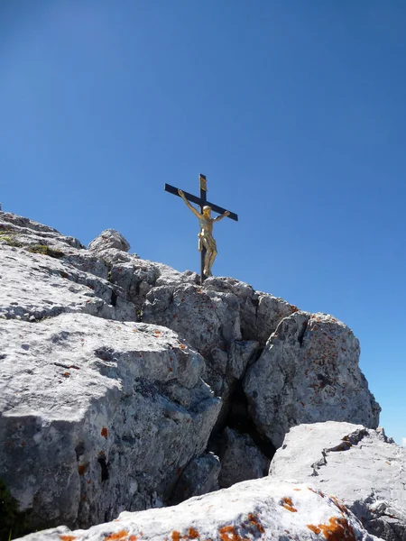 Cruz Cumbre Montaña Watzmann Baviera Alemania —  Fotos de Stock