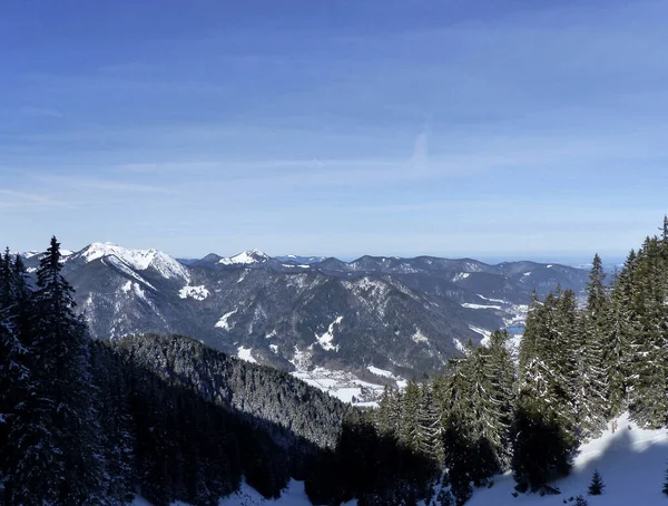 Wallberg Dağına Kış Yürüyüşü Turu Tegernsee Bavyera Almanya — Stok fotoğraf