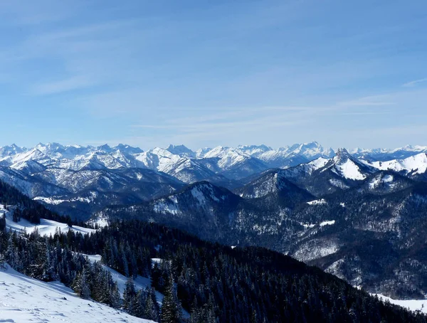 Mountain panorama from Wallberg mountain, Tegernsee, Bavaria, Germany