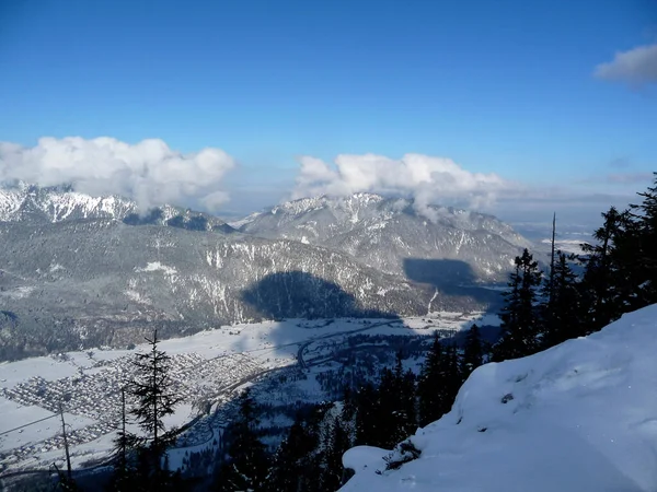 Panorama Montês Nos Alpes Baviera Wintertim — Fotografia de Stock