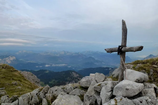 Memorial Cross Hackenkopfe Mountains Wilder Kaiser Tyrol Austria — Stock Photo, Image