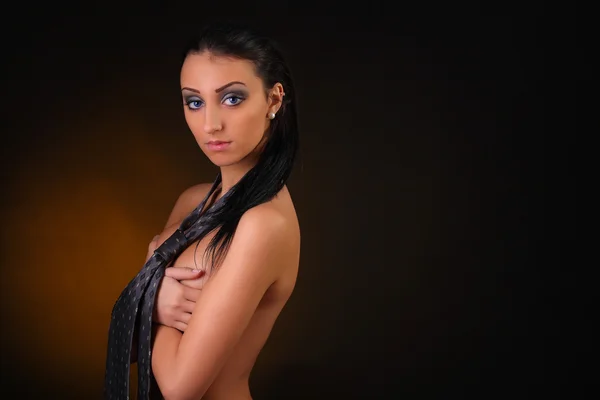 Krásná nahá bruneta — Stock fotografie