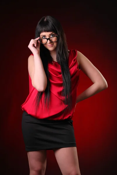 Mädchen mit Brille — Stockfoto